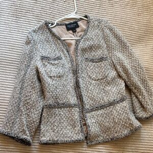St. John Women's Cream and Black Tweed Blazer